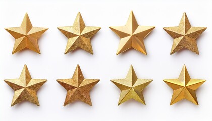 Obraz premium Eight gold stars on white background