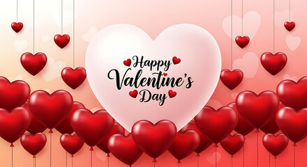 Happy Valentine's Day celebration with heart balloons