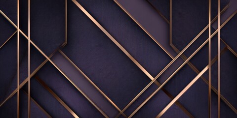 Geometric abstract background featuring metallic gold lines over deep purple textured panels