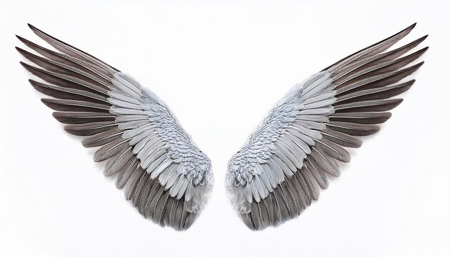 Gray bird wings isolated