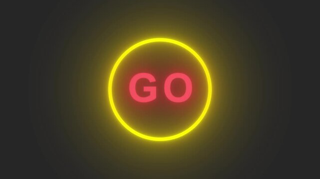Illuminated Directive: A vibrant neon sign glows in the darkness, boldly displaying GO