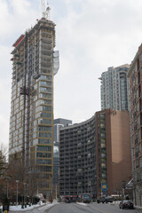 Naklejka premium looking east on Davenport Rd to construction of Park Road Condos at 717 Church St, Toronto