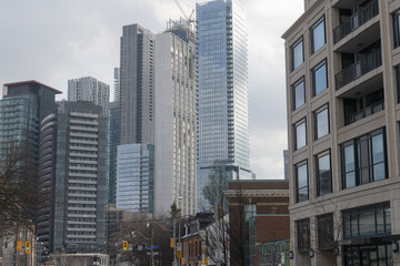Naklejka premium new and recent condominium complexes in the Bloor Yorkville area (looking southeast on Davenport Rd), Toronto