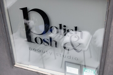 Naklejka premium window with sign at Polish & Posh | European Beauty Studio x Nail Salon, 182 Davenport Rd, Toronto