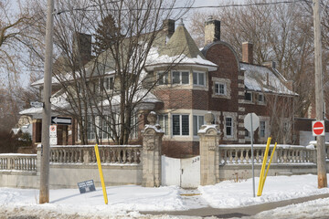 Naklejka premium Casa Loma – Hunt Lodge (Pellatt Lodge) designed by E.J. Lennox in 1905 as a detached residential building in the Casa Loma estate, Toronto