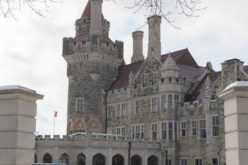 Naklejka premium northeast exterior of Casa Loma, a Gothic Revival mansion in Toronto, designed by E.J. Lennox for Sir Henry Pellatt, built 1911–1914 as an opulent private residence; located at 1 Austin Terrace