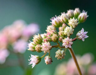 Delicate Sedum Flowers Blooming in a Garden Setting.
