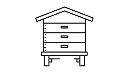Detailed Beehive Illustration - A Linear Representation of Apiculture.