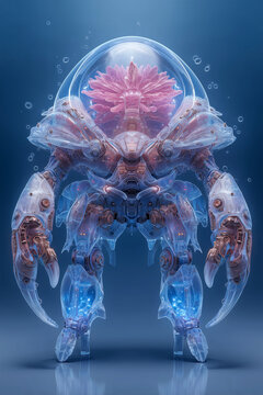 Aquatic Heavy Mech with Floral Core Heart