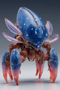 Biomechanical Insectoid Scout with Bioluminescent Shell