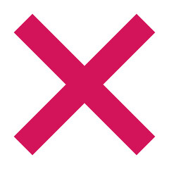 Fototapeta premium Pink Cross Sign. Pink Cross Mark, No, Delete Icon. Stop Sign, Cancel Symbol. 