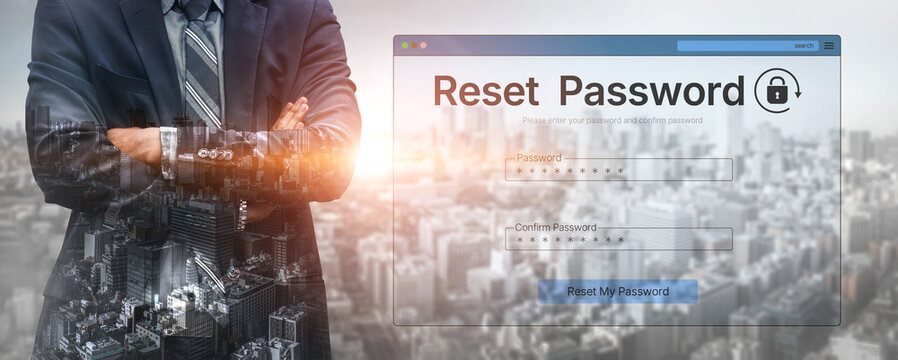 A web browser interface for the password reset function. This form allows a user to recover their account by entering and confirming a new, secure password for access. Fermion