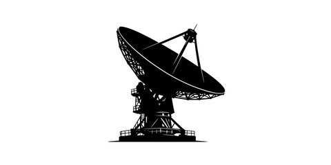 Large satellite dish antenna icon and vector illustration vectors silhouette