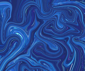 Fototapeta premium Rich abstract, liquid, marble, blue, flow textures with glossy swirling lines creating deep ocean-like movement and luxury modern background.