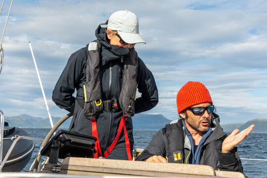 Sailing adventure in the scenic Lofoten islands, Norway