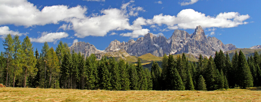 il versante ovest delle Pale di San Martino, dal Mulaz al Cimon de la Pala