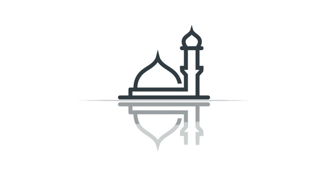 Modern mosque icon with minaret and dome illustration
