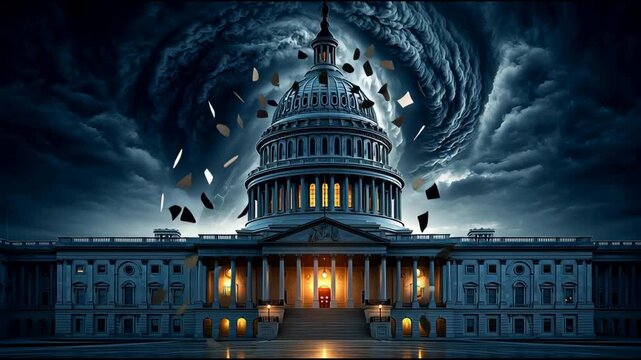 money swirling in a storm around the capital in washington d.c.