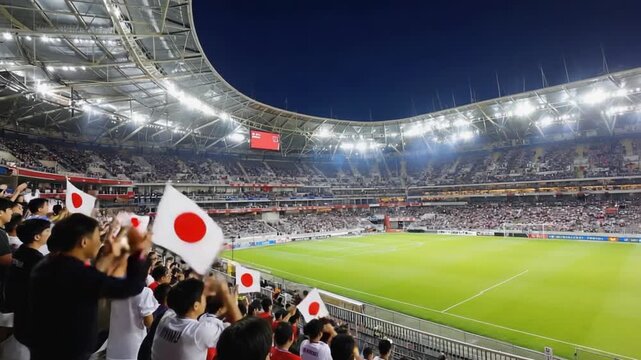 Japanese fans watching a football match.
