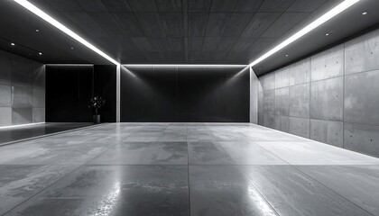 Minimalist architectural space with sleek design and modern lighting.