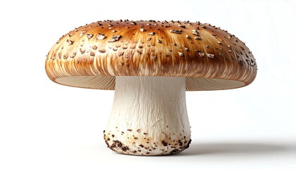 Elegant Agaricus Mushroom Isolated on White Background for Culinary Use.