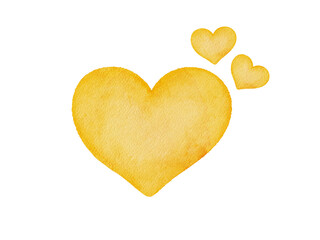 Fototapeta premium watercolor yellow hearts illustration 