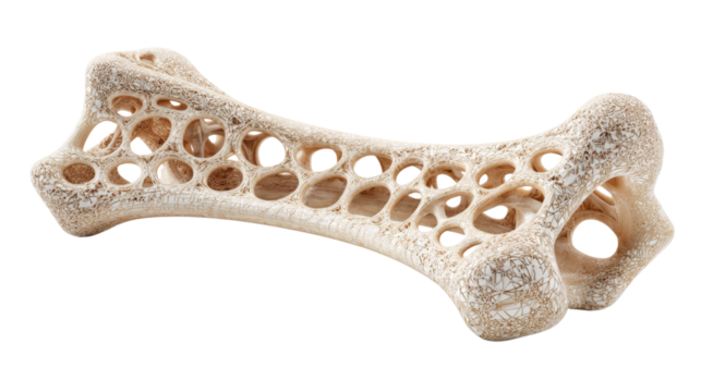 Abstract human bone structure with porous texture anatomical medical science illustration representing osteoporosis biology research skeletal system isolated on white background - Powered by Adobe