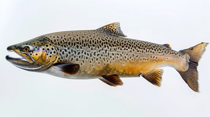 Fototapeta premium A realistic-looking whole salmon image, isolated from a white background. Simple composition, ideal for seafood, market, and food-related design.