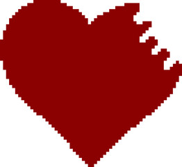Pixel heart with a bitten side symbolizes love, heartbreak, and emotional experiences, evoking a sense of longing and nostalgia.