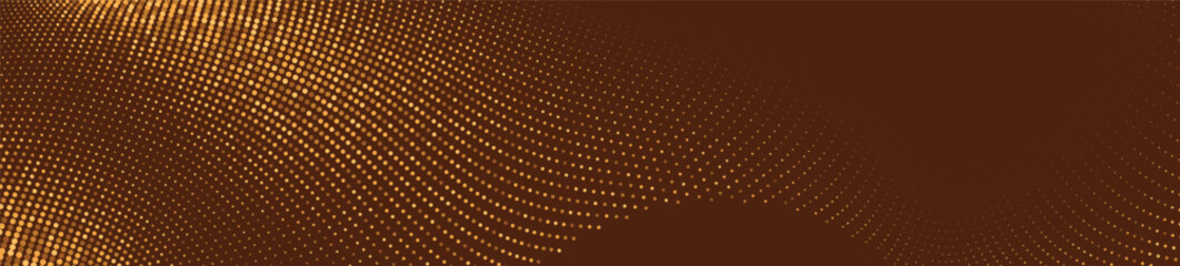 Fototapeta premium Golden halftone wave background with glowing dotted curves, abstract luxury particle design for premium branding, modern technology visuals and elegant presentations