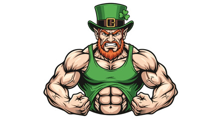Mighty Muscular Leprechaun Mascot Vector Illustration © Andi