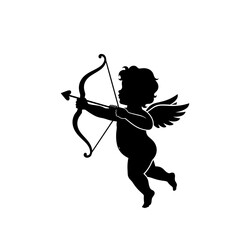 Fototapeta premium Cupid Silhouette with Bow and Arrow Flying 2.