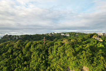 Drone Shot of Religious Landmark on a Hillside in Boracay, Philippines - 1