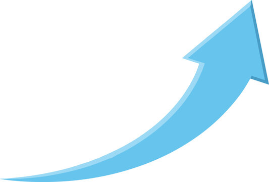 A light blue arrow pointing upwards and to the right, symbolizing progress and growth, viewed from a straightforward perspective