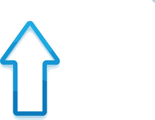 Simple blue arrow icon pointing upwards on a clean background viewed from a straightforward perspective