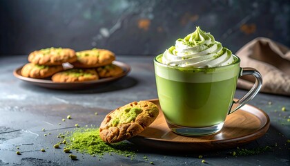 Matcha Latte with Cookies - A Delicious and Refreshing Treat.