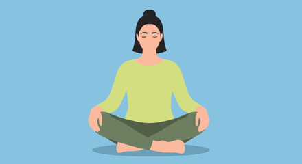 Woman Practicing Meditation in Lotus Position