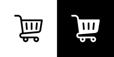 Shopping Cart icon concept with flat Black White Background. Vector illustration. © Redemption_art