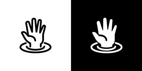 Obraz premium Hand icon concept with flat Black White Background. Vector illustration.