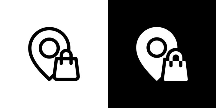 Location icon concept with flat Black White Background. Vector illustration.