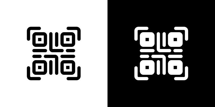 Qr Code icon concept with flat Black White Background. Vector illustration.