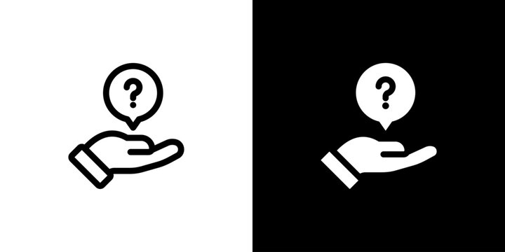 Question icon concept with flat Black White Background. Vector illustration.