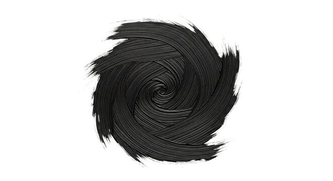 A grayscale, swirling, brushstroke design on a white background, resembling a hurricane or galaxy