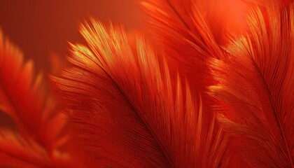 Obraz premium Intense orange and red delicate feather textures create a vibrant abstract background