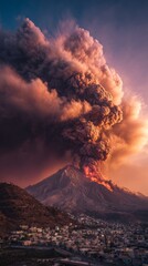 volcano erupting aerial view