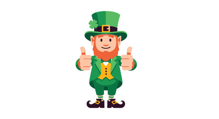 Happy Leprechaun Character Giving Thumbs Up, Festive Irish Symbol in Green Hat and Suit