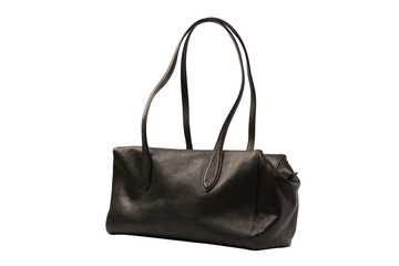 Naklejka premium Black leather bag isolated on white background. Satchel bag.