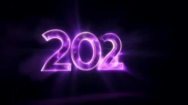 Cinematic Purple Crystal Light Trail Forming 2027 in Futuristic Sci-Fi Style