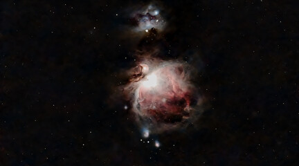 Der Orionnebel im Jahr 2026 mit vielen leuchtenden Sternen im Hintergrund