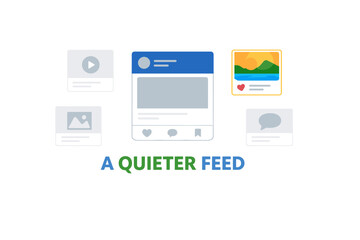 Social media minimalism concept with simplified feed illustrations